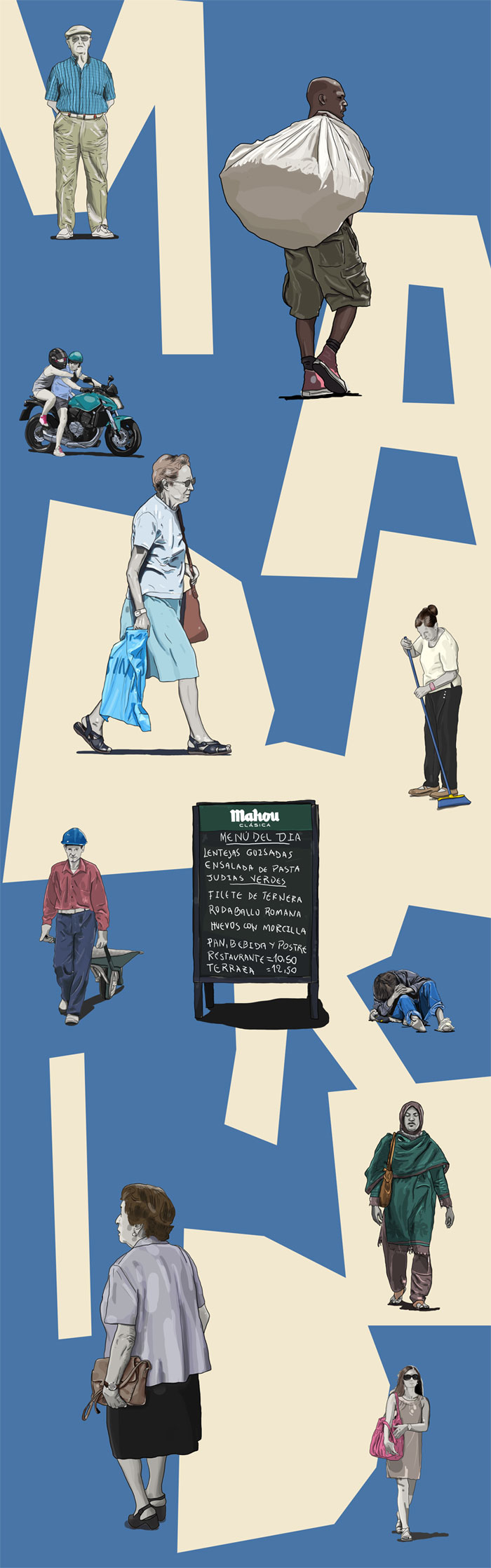 Ilustración personajes de madrid